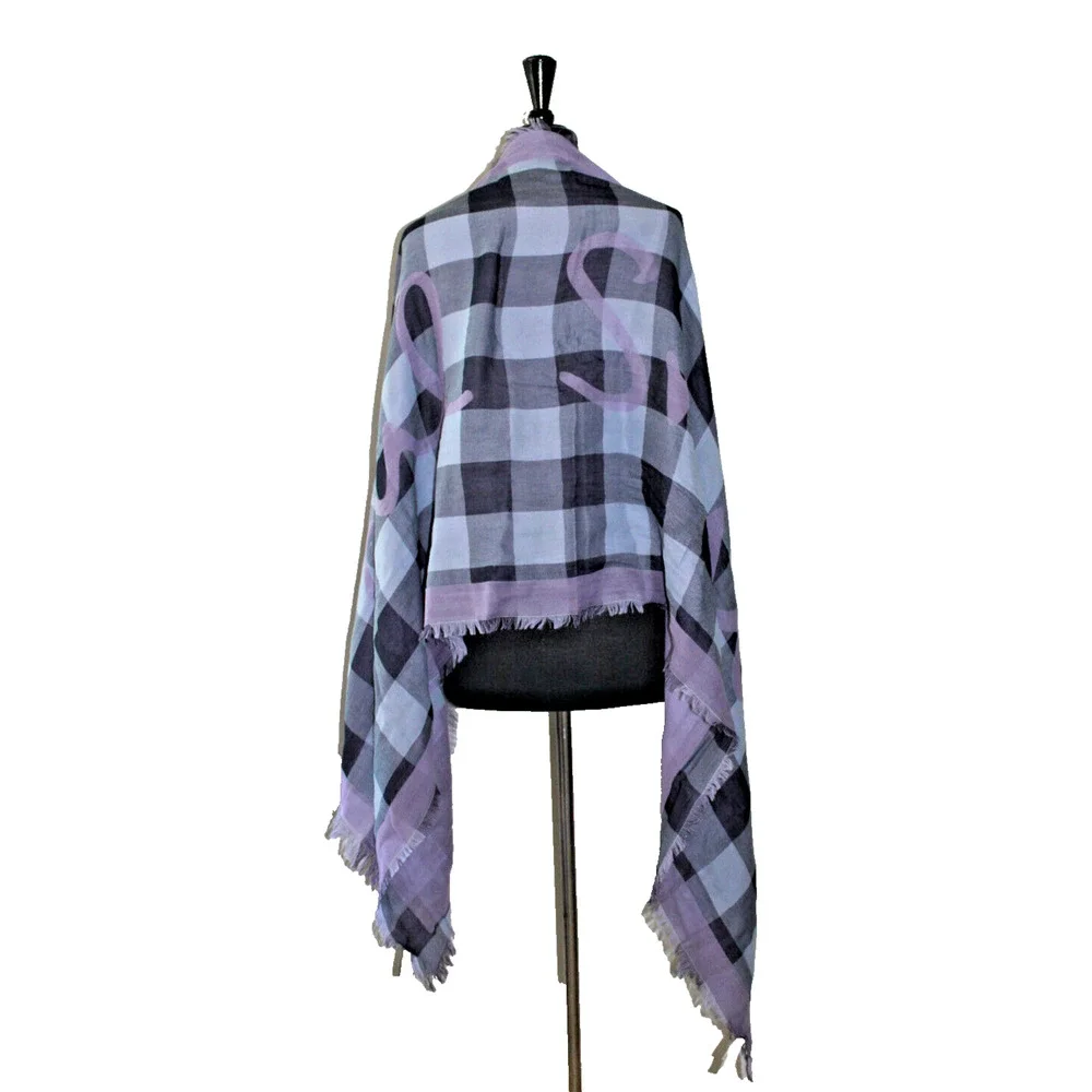 D0 NWoT New PAUL SMITH Scarf Shawl 100% Cotton Plaid Logo 26